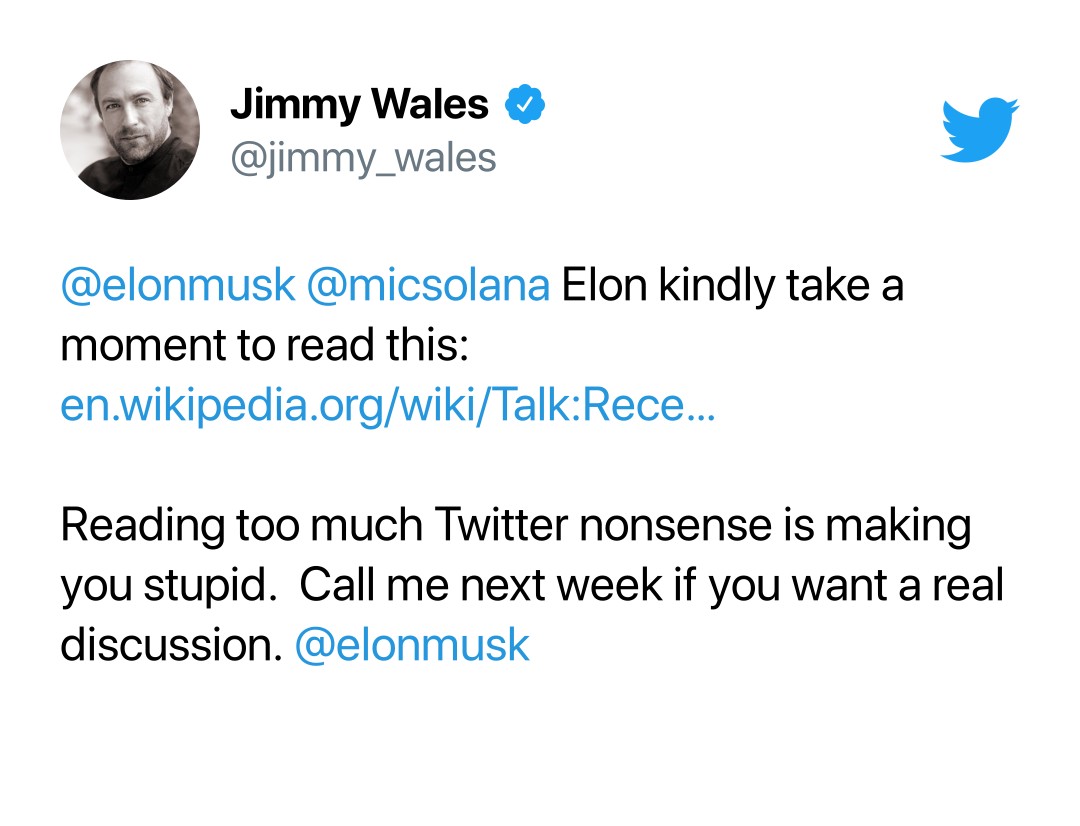 Wikipedia founder's criticism of Twitter
