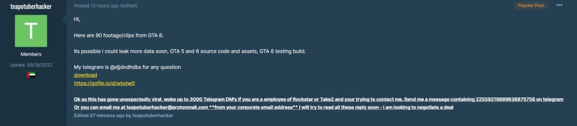 I will start releasing the source code - GTA 6 leaker blackmailed Rockstar  Games employees of revealing more content from the game - The SportsRush